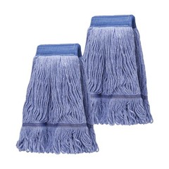 2 Pack Blue Mop Head Refills, Loop String Commercial Grade