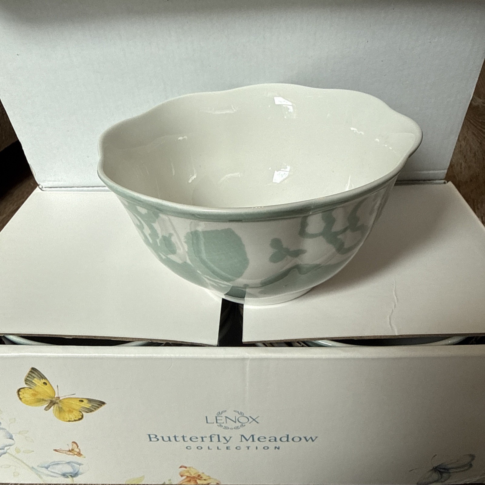 Lenox Butterfly Meadow Cottage Sage Rice Bowl, Set Of 6 Bowls-NEW gallery