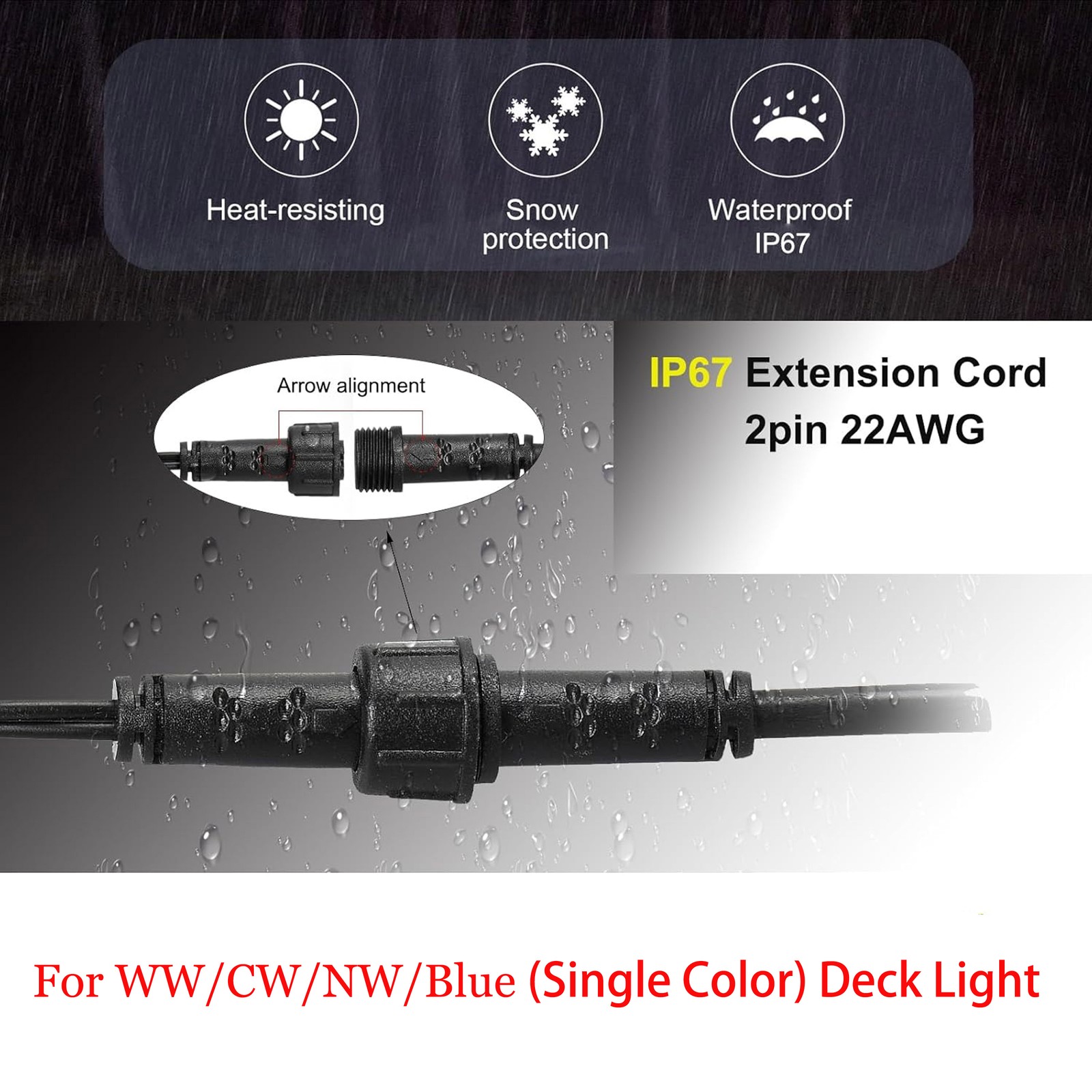 5Packs 2/4Pin Waterproof Extension Cable Wire Leads Cord for FVTLED Deck Lights gallery