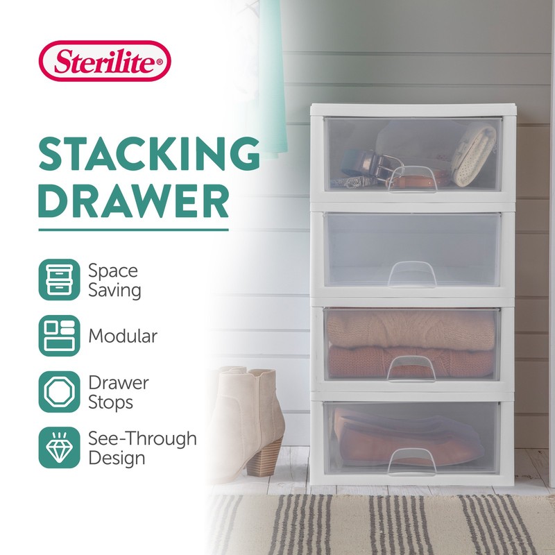 Sterilite 16 Quart Clear Plastic Stacking Storage Drawer Container Box, 12 Pack gallery