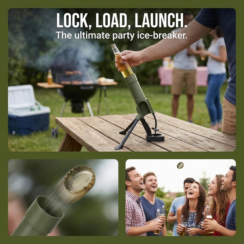 Mortar Bottle Opener For 12oz Bottles - Tactical Beer Cap Launcher - Fun Gift gallery