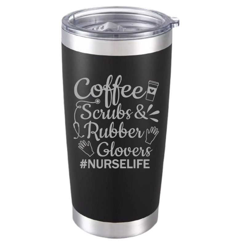 Engraved Coffee Scrub and Gloves Design Nurse Life Tumbler 20oz for Everyday Use gallery