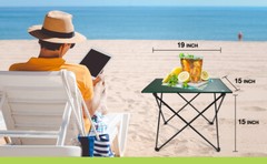 VILLEY Camping Side Table Aluminum Roll Up Folding Beach Table 19”withCarry Bag