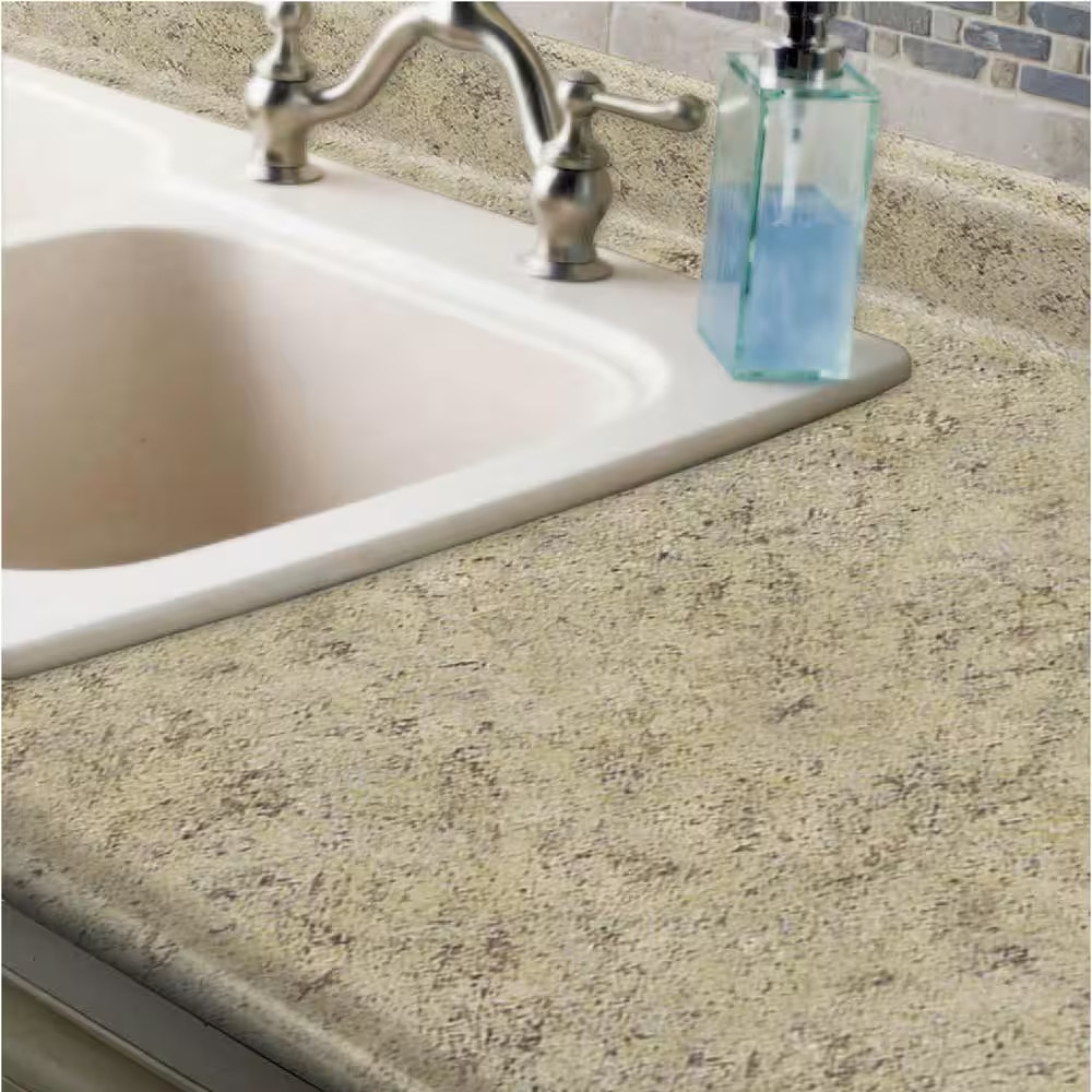 Laminate Endcap Kit for Countertop with Integrated Backsplash in Golden Juparana gallery