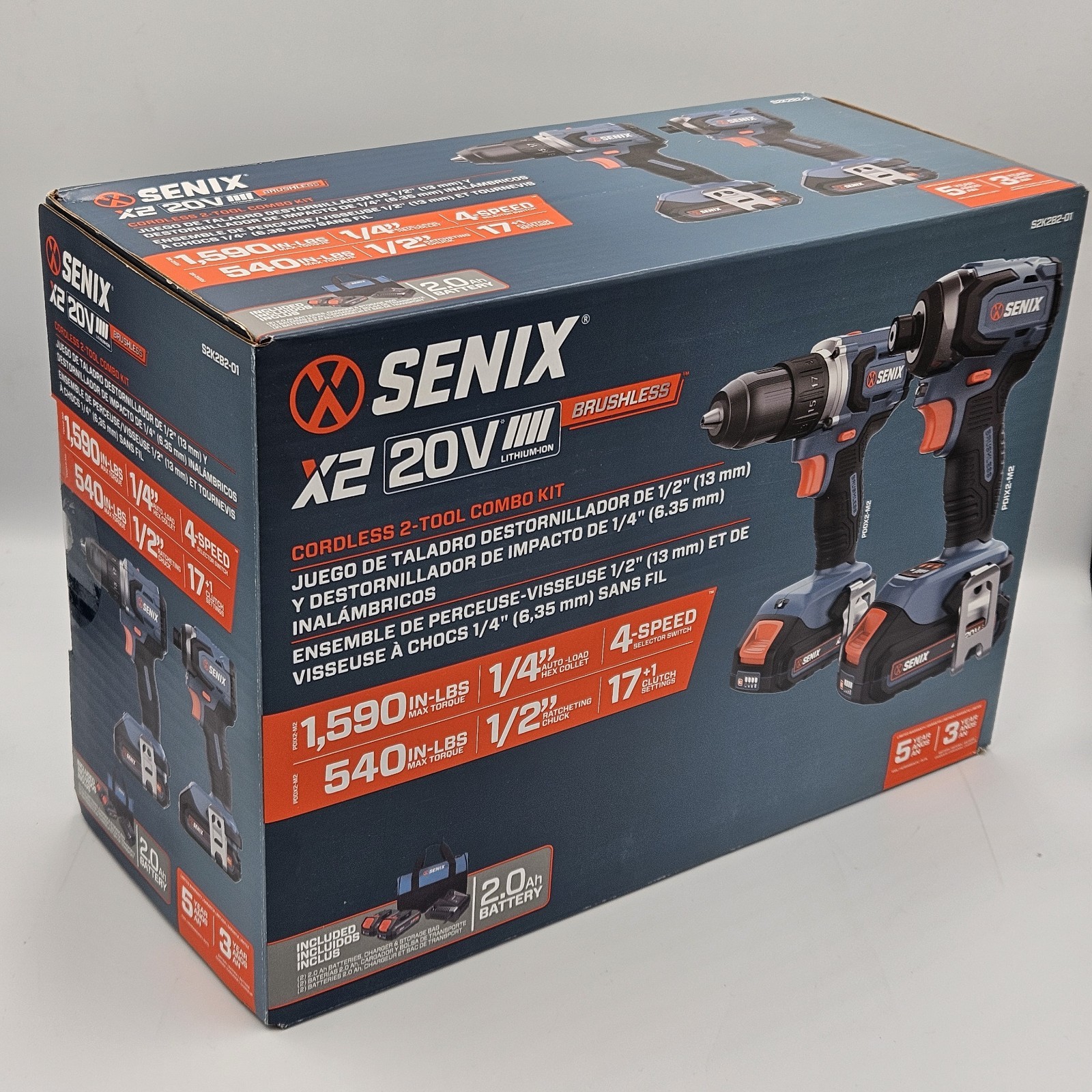 Senix S2K2B2-01 20V Max* 2-Tool Combo Kit w/2 Batteries (2 Ah) New gallery