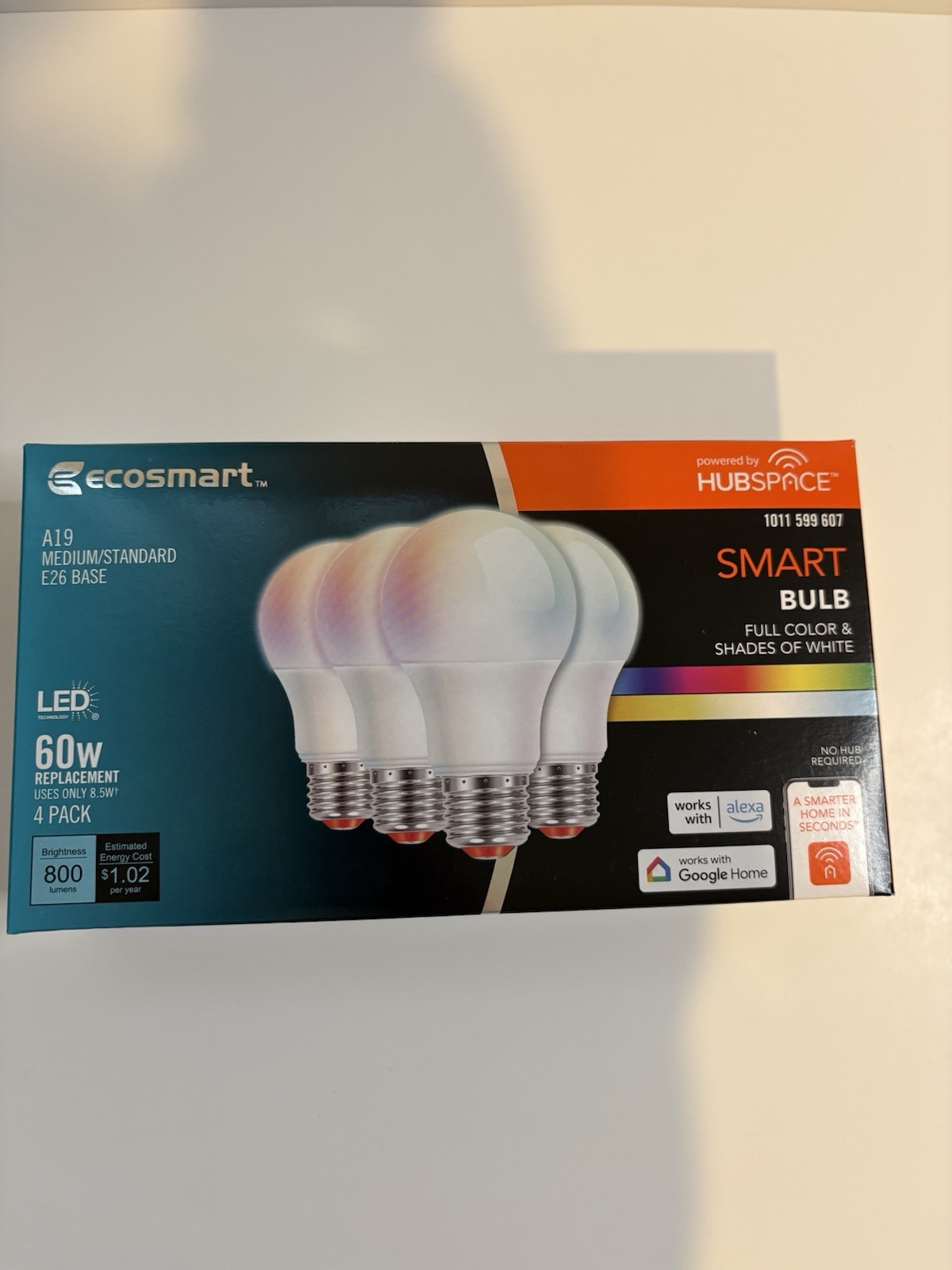 EcoSmart 60-Watt Equivalent Smart A19 Color Changing LED Light Bulb (4 Pack) gallery