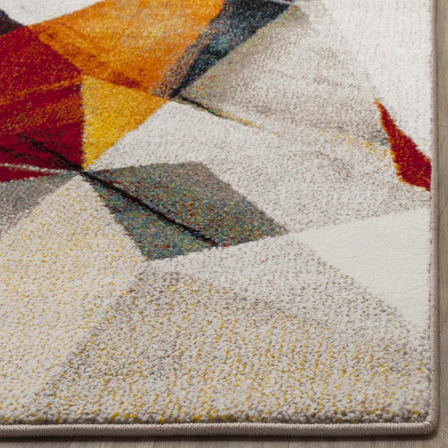 Modern Abstract Light Grey & Orange Area Rug - 10' Square, Easy Care gallery