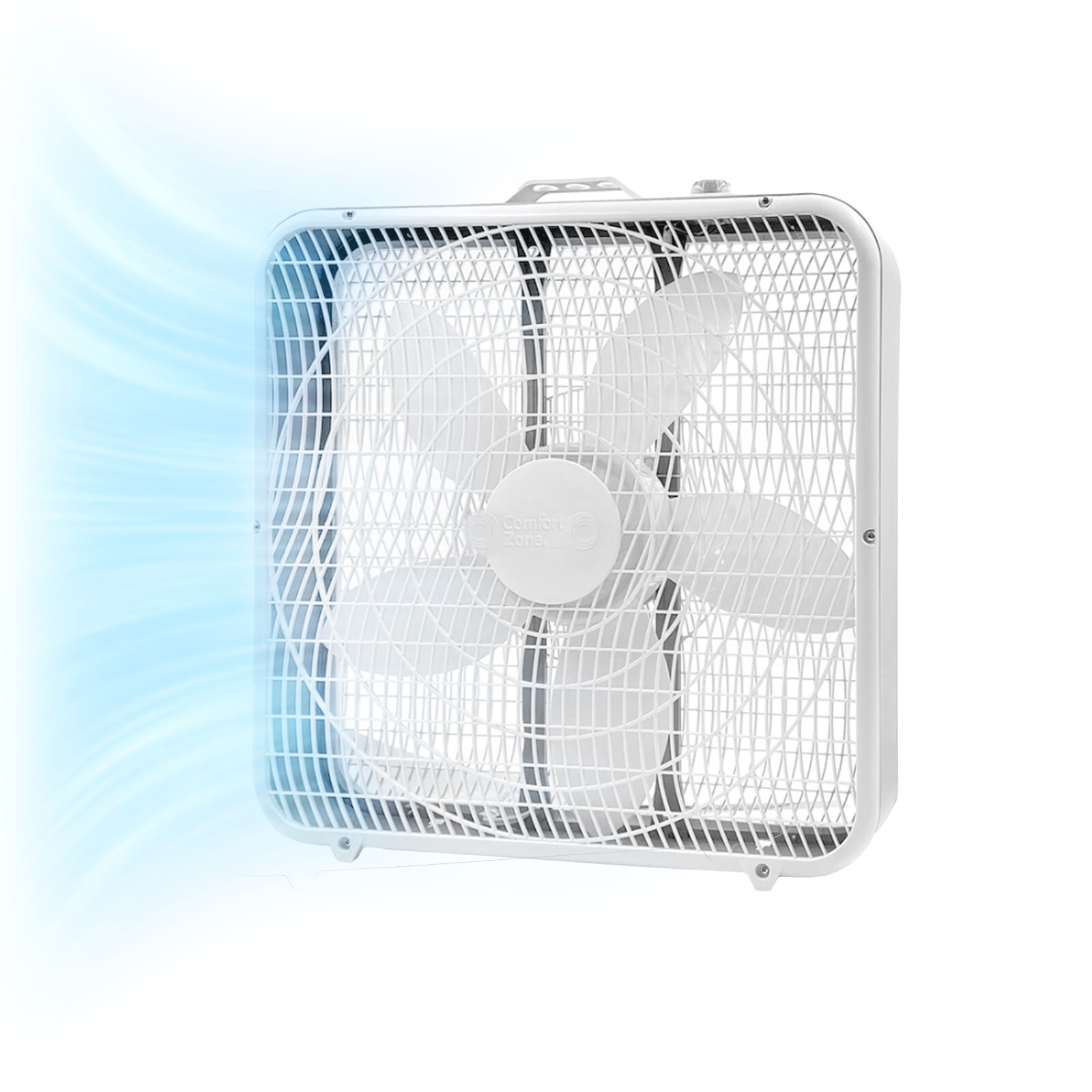 Comfort Zone 20" Box Floor Fan with 3-Speeds and Carry Handle, White gallery