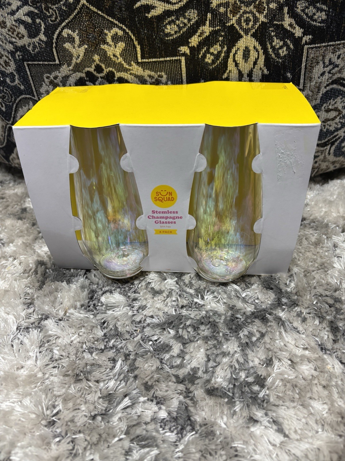 Sun Squad Stemless 11 oz Iridescent Acrylic Champagne Glasses 4 Pack gallery