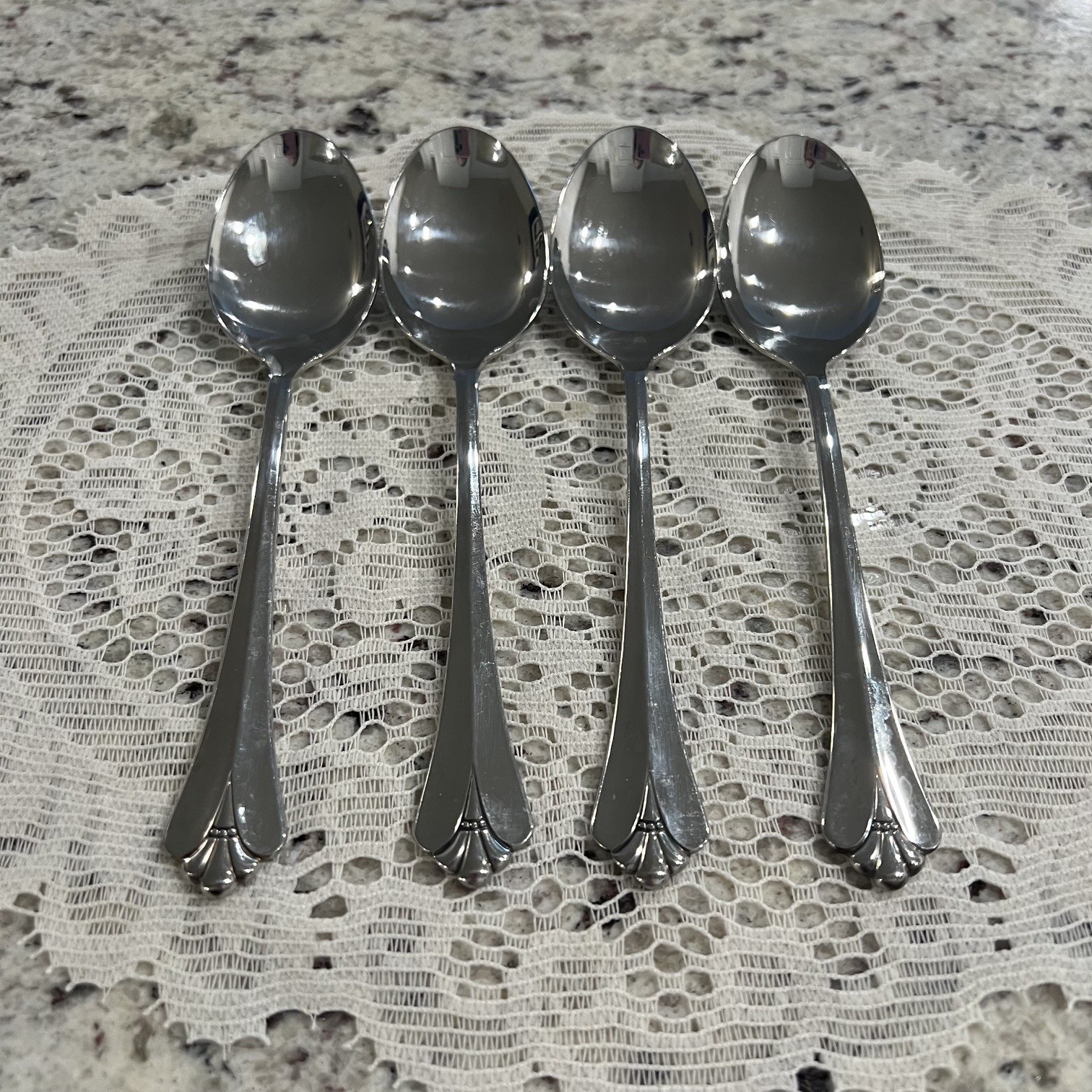 Oneida Community Royal Flute Oval Soup Spoons Set of 4 Stainless Flatware gallery