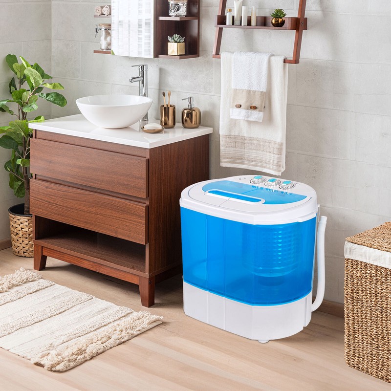 Portable Compact Washing Machine 10lbs Twin Tub Washer Spin Dryer Gravity Drain gallery