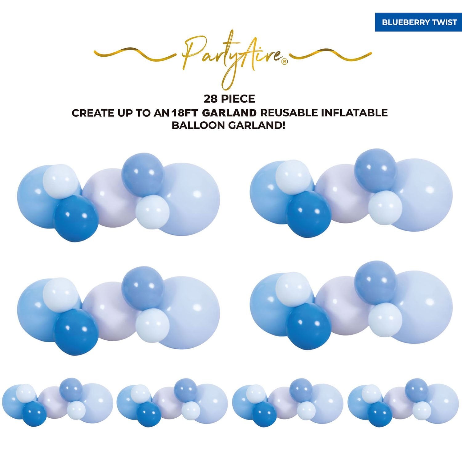 PartyAire 18' Reusable PVC Balloon Arch, 28 pc. Blues SAMEDAYSHIP!! gallery