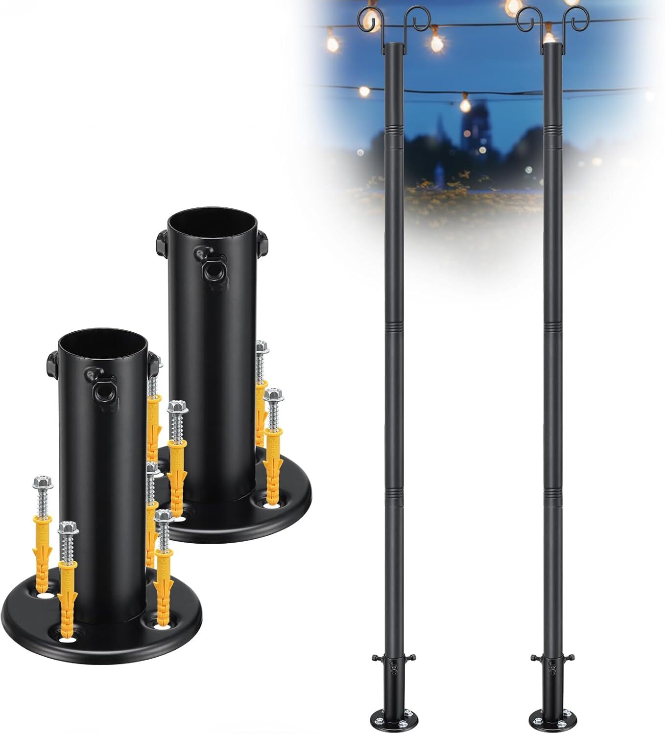 String Light Poles for Outside Deck 2 Pack 8FTHeavy Duty Metal Garden Outdoor... gallery