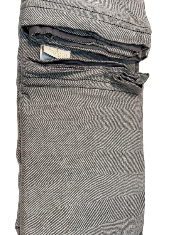 Fieldcrest Luxury Herringbone Tablecloth Gray Linen Blend Hemstitch 60" x 102" gallery