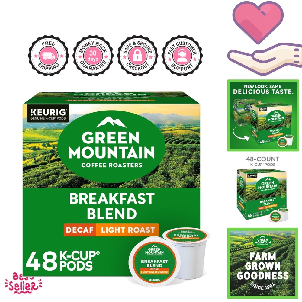 Kosher Certified Decaf Breakfast Blend - 48 Single-Serve K-Cup Pods, Light Roast