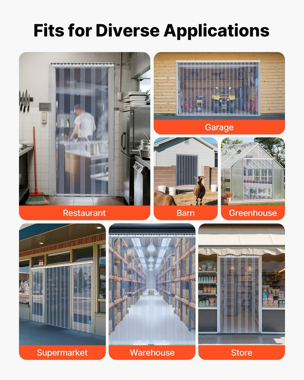 14PCS Clear Plastic Strip Curtain 96in Height x 84in Width x 0.08in Thick gallery
