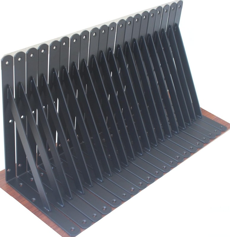 Rustic Black Metal Shelf Brackets - 240 lb Capacity, 20 Pack of 11" x 8" gallery