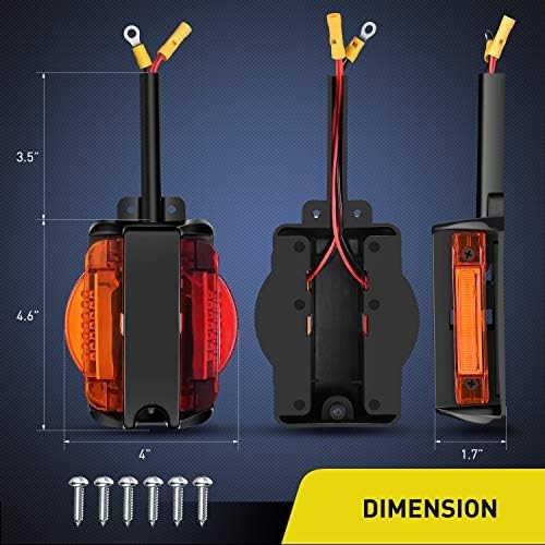 LED Trailer Fender Lights Pre Wired Amber Red 2 Pack gallery