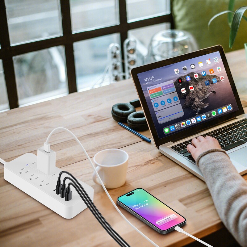 Lot Wall Mountable USB Surge Protector Power Strip with USB Ports 8 Outlet Plugs gallery