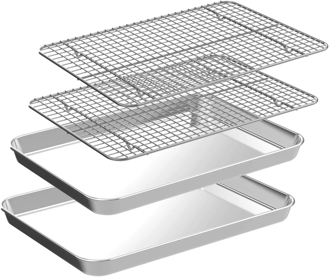 Quarter Sheet Pan with Cooling Rack Set Size 12 x 9.8 x 1 Inch gallery