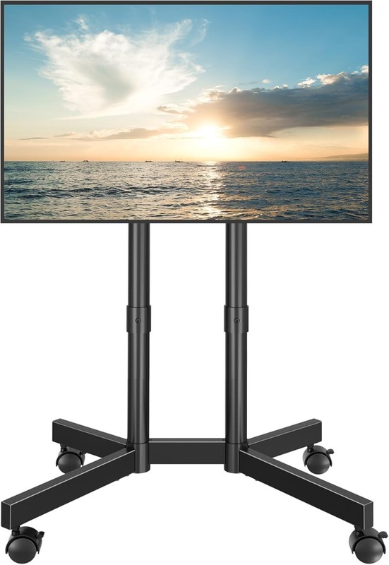 Elegant Height Adjustable Rolling TV Stand for 32-75 Inch TVs - Supports 110lbs gallery
