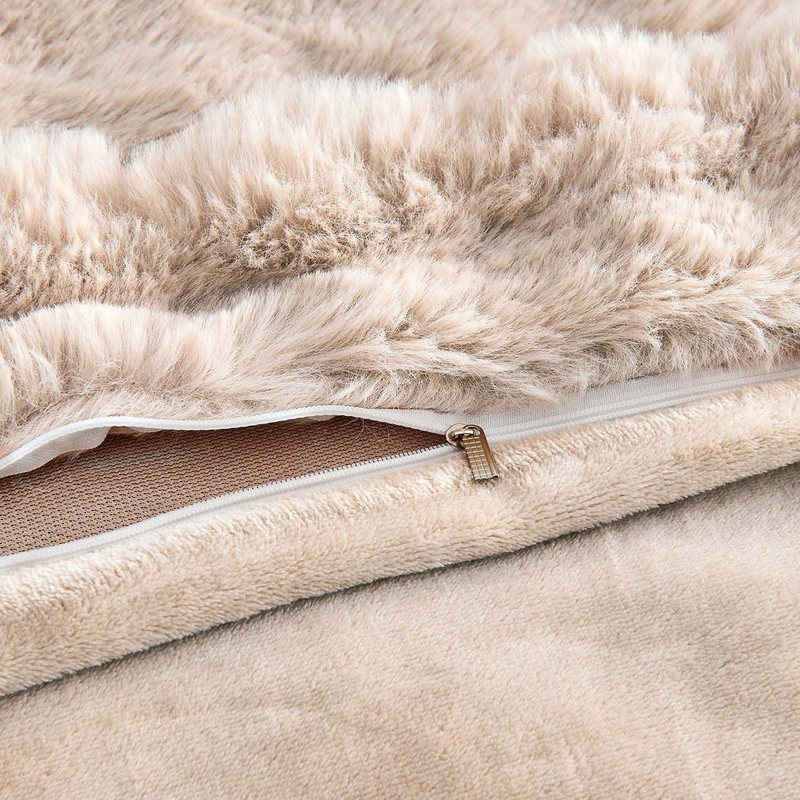 Fluffy Comforter Cover Set - Rabbit Fluff Faux Fur Linen Duvet Cover Queen Si... gallery