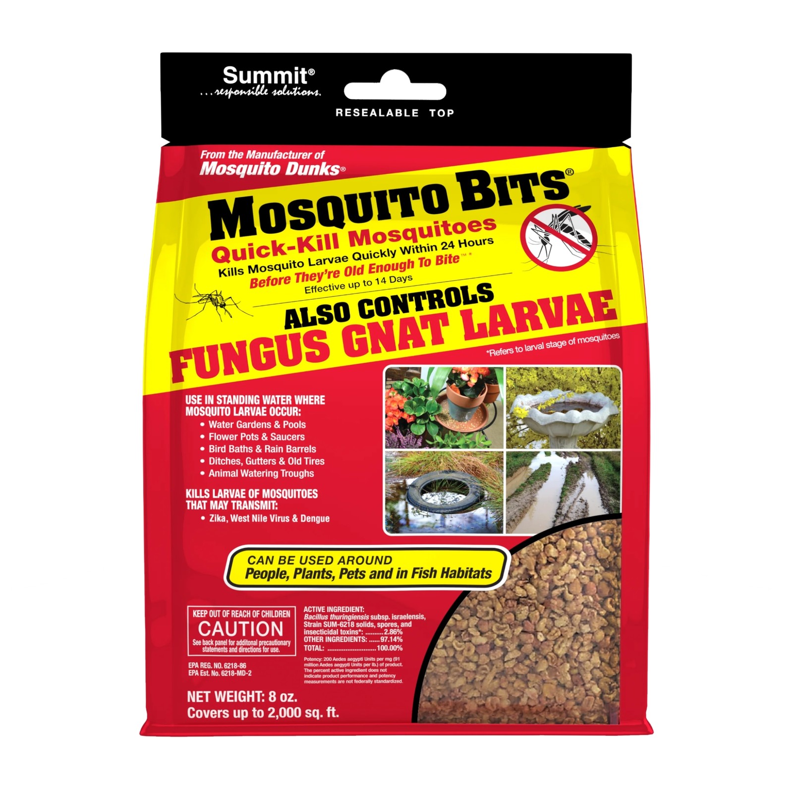 Summit Mosquito Bits Insecticide, 8oz – Controls Mosquitoes & Fungus Gnat Larvae gallery