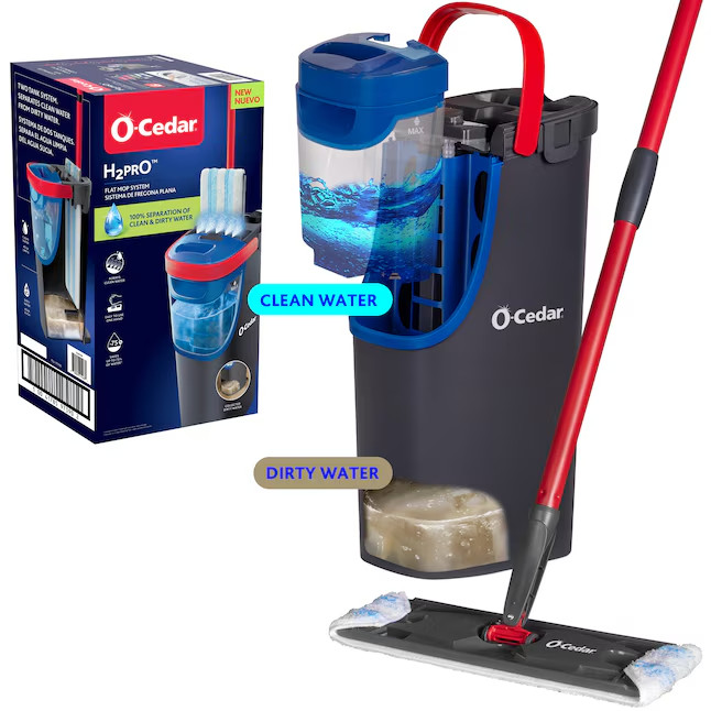 O-Cedar H2prO 2-Tank Wringing Chamber System Microfiber Sliding Flat Mop with Bu gallery