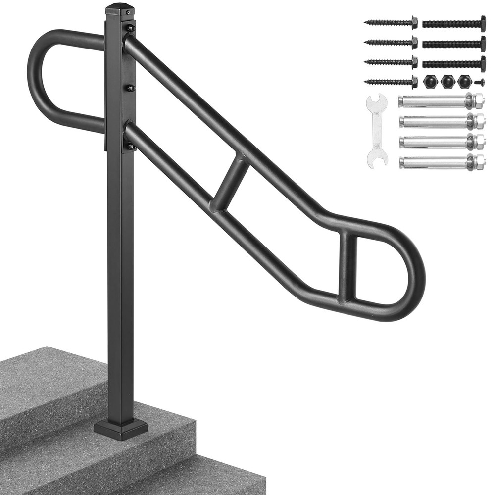 Durable Wall Mounted Handrail for Stairs Hallways 250lbs High Quality Black S...