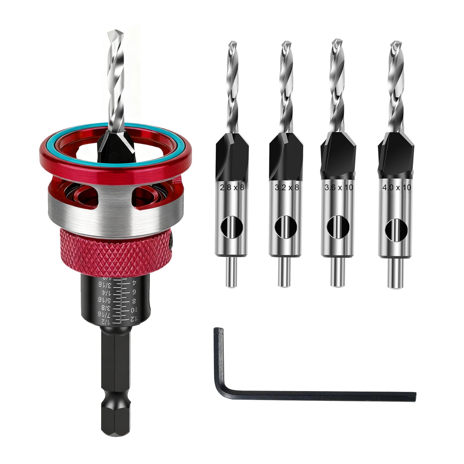 4PCS Countersink Drill Bit Set with Adjustable Depth Stop M2 HSS Woodworking Bit gallery