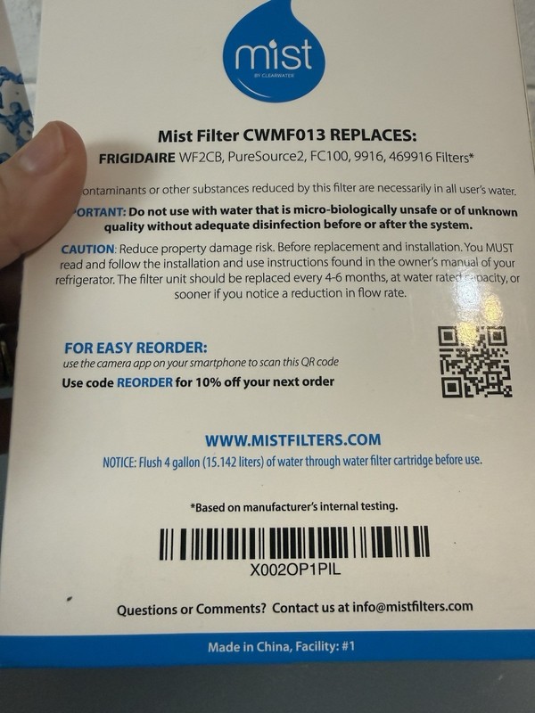 Mist WF2CB Water Filter Replacement for Frigdaire & Electrolux 2 Filters gallery