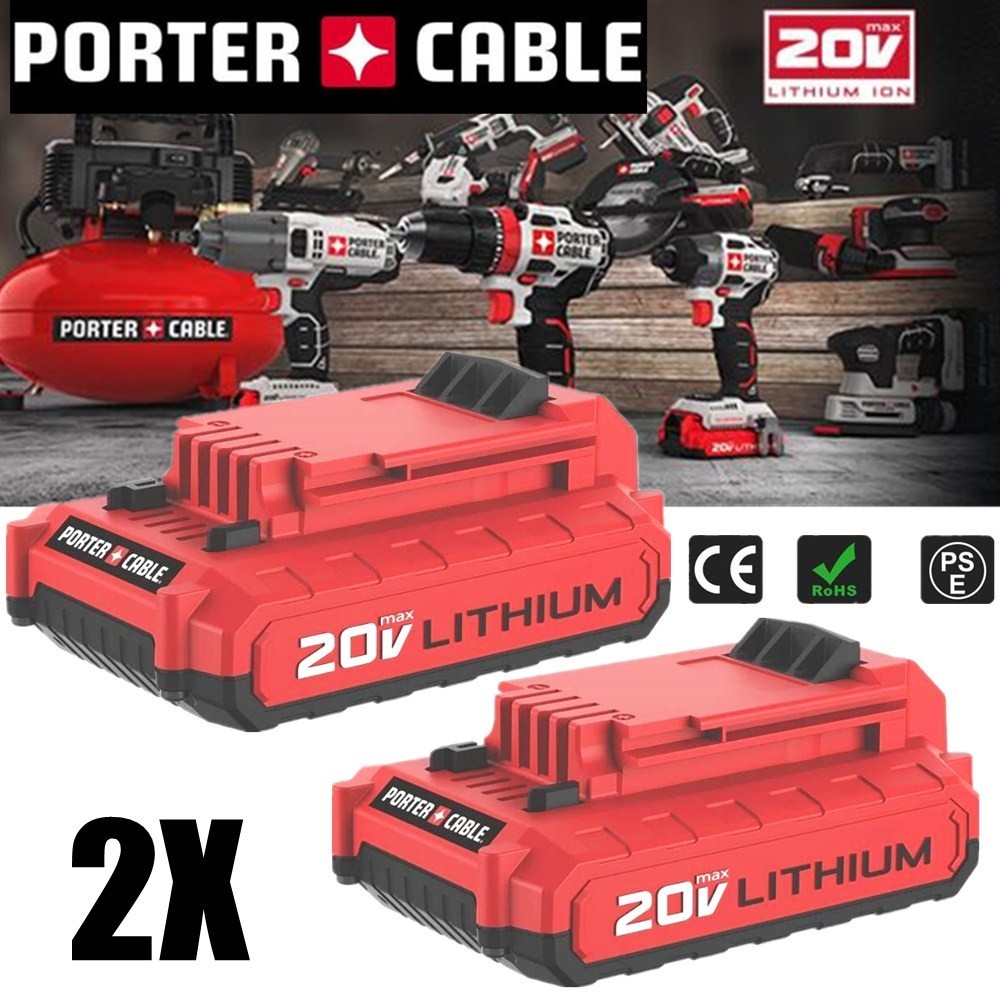 2PACK for PORTER CABLE 20V 20 Volt Lithium Battery /Charger Max PCC680L PCC685L gallery