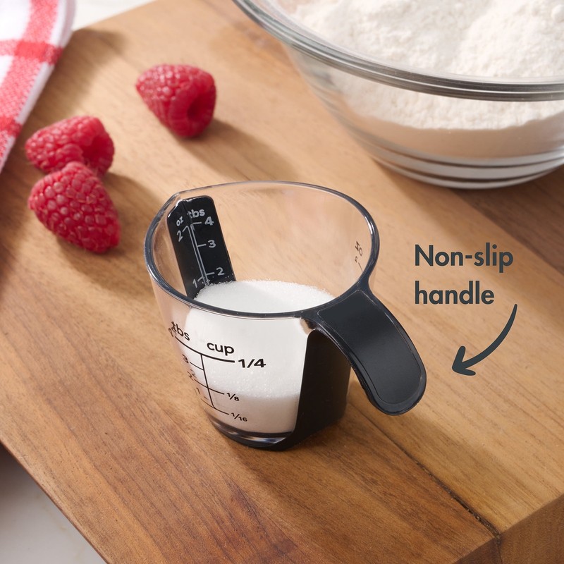 (4 pack) 1/4C Plastic Mini Measuring Cup, Black/Transparent gallery