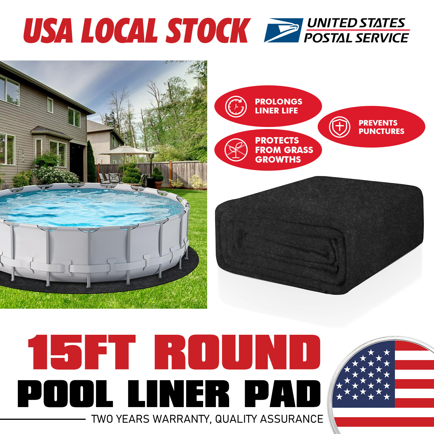 15 Ft Round Above-Ground Pool Liner Pad Prevent Punctures & Extend Liner Life gallery