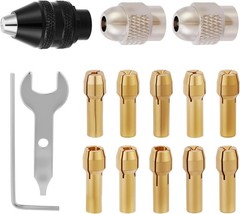 15PCS Keyless Drill Chuck Collet Set 1/32″–1/8″ for Dremel Rotary Tool 4486 Comp