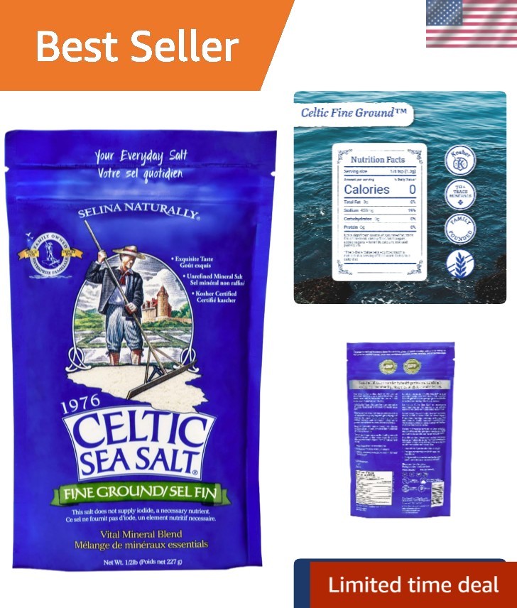 Unrefined Celtic Sea Salt – 16 oz Pure, Kosher & Iodide-Free Cooking Essential gallery