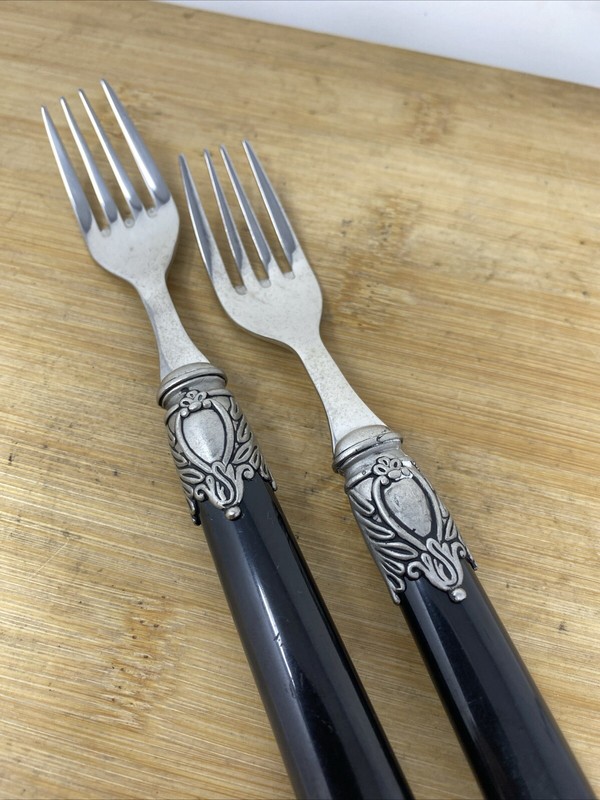 Home Essentials Renaissance Black Salad Forks 18/10 Stainless Flatware, 2 gallery
