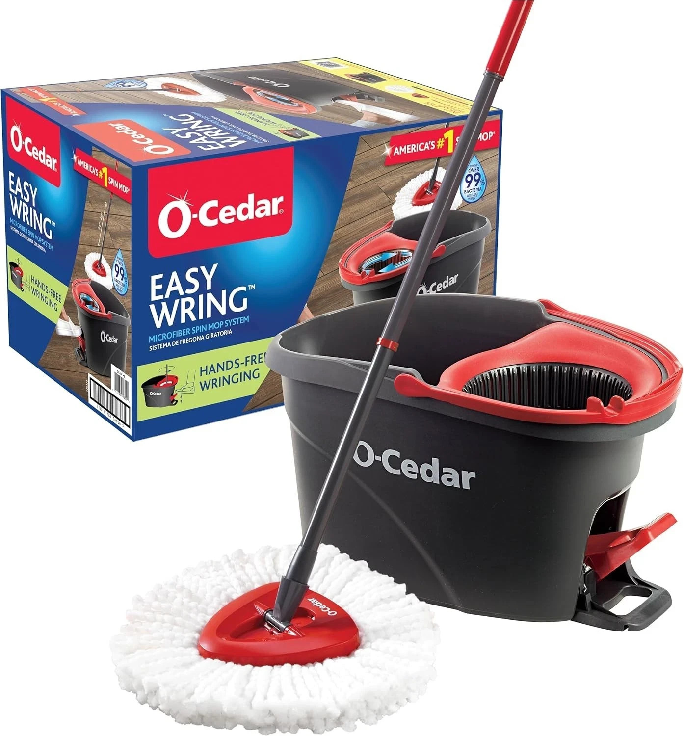 O-Cedar EasyWring Spin Mop & Bucket System Microfiber Floor Cleaner w/ Foot Peda gallery