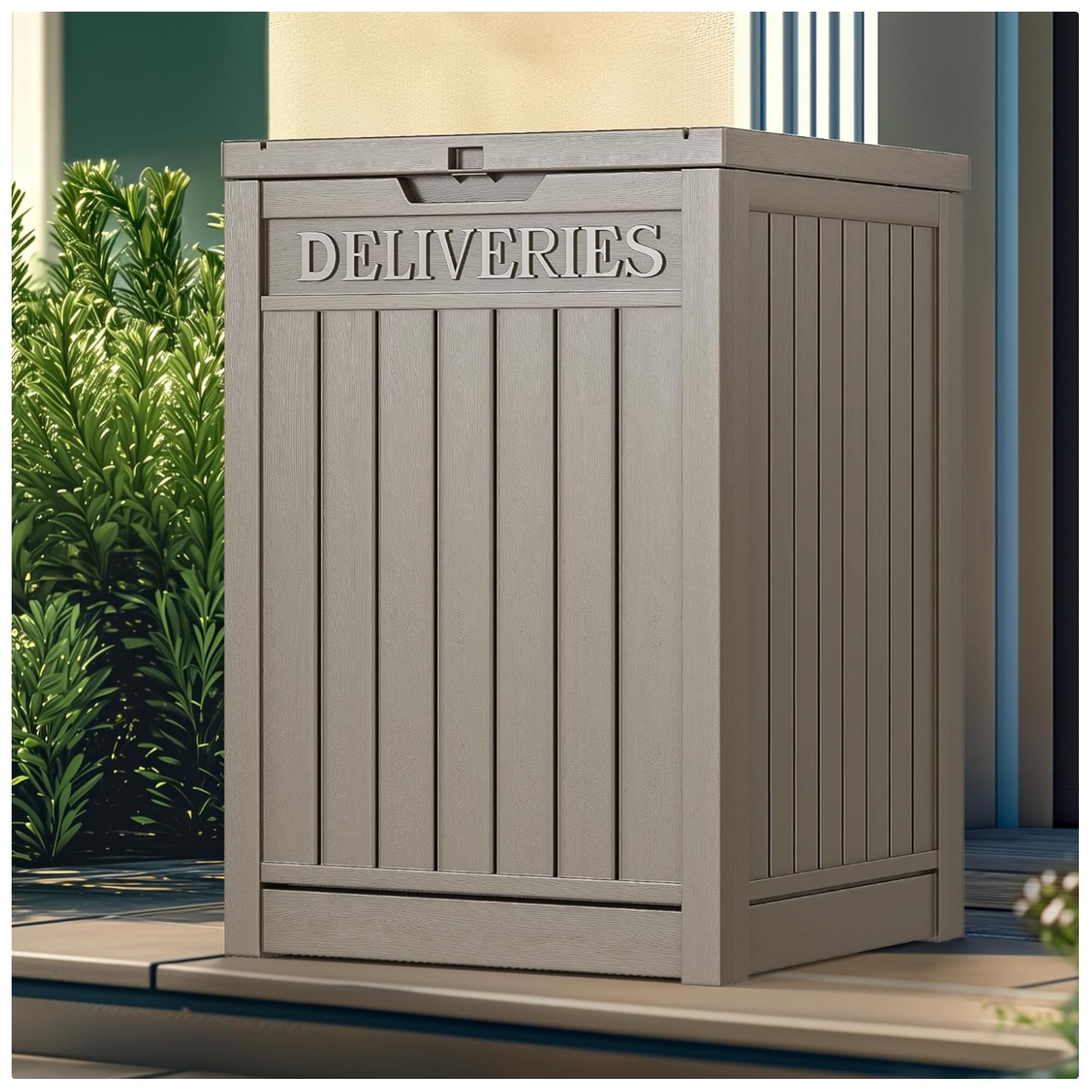 Outdoor Package Delivery Box 51 Gallon Lockable Resin Parcel Mailbox Storage Bin gallery