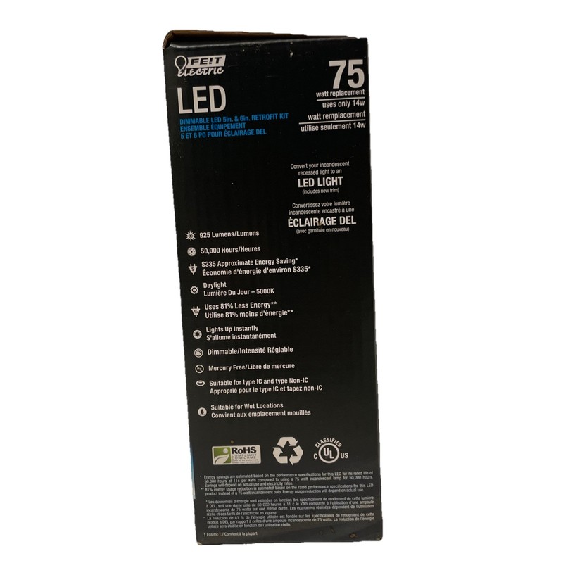 Feit Dimmable LED 5/6 in 75 Watt Replace Can Light 925 Lumen 5000K Retrofit Kit gallery