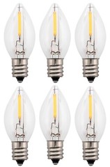 6 LED Replacement Light Bulbs for Night Lights C7 Base, 0.7w, 120v