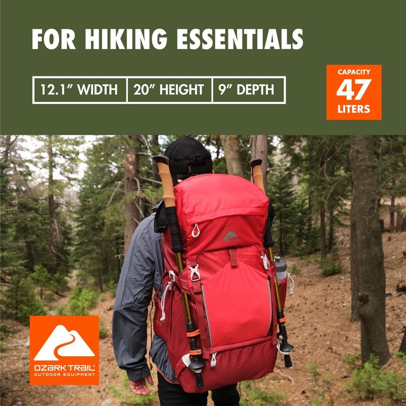 Unisex 47L Hiking Backpack Internal Frame Hydration Ready Adjustable Straps New 3