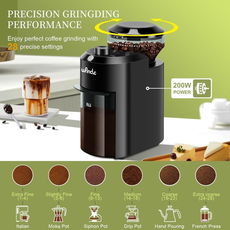 Electric Burr Coffee Grinder - Adjustable with 28 Precise Grind Settings gallery