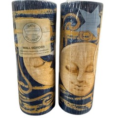 Bath Solutions Moon Glow Wall Border Blue Celestial Sun Moon Stars 2 Rolls NEW