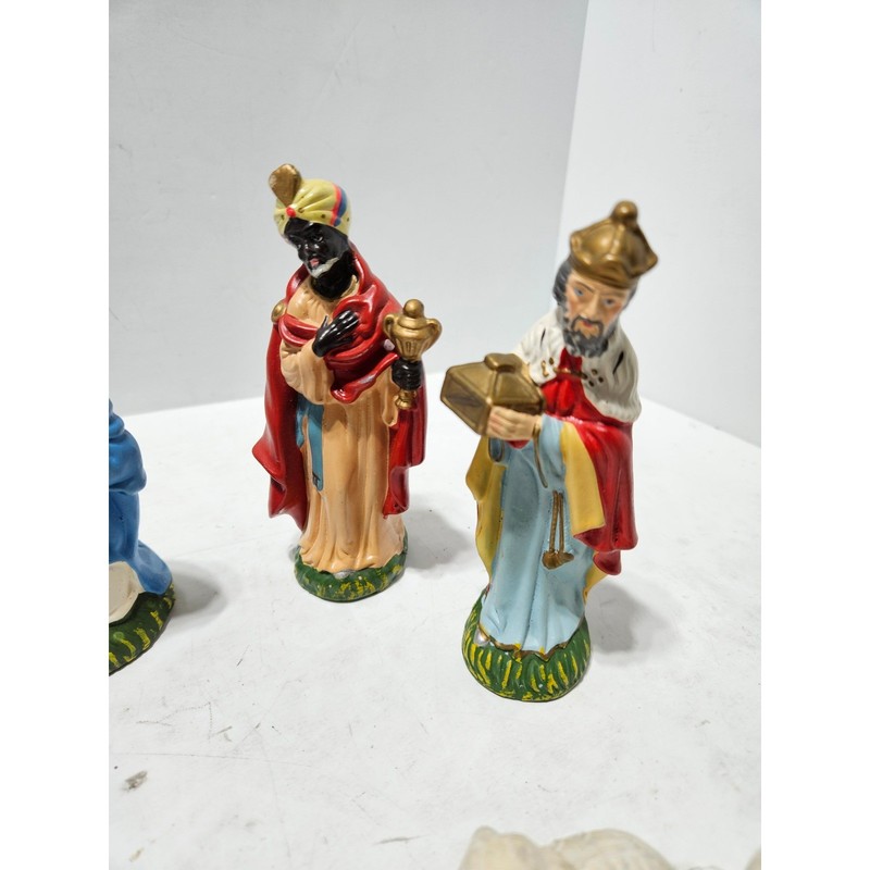 Woolworth Nativity Set Small Multicolor Vintage 11 Piece Chalkware Japan gallery