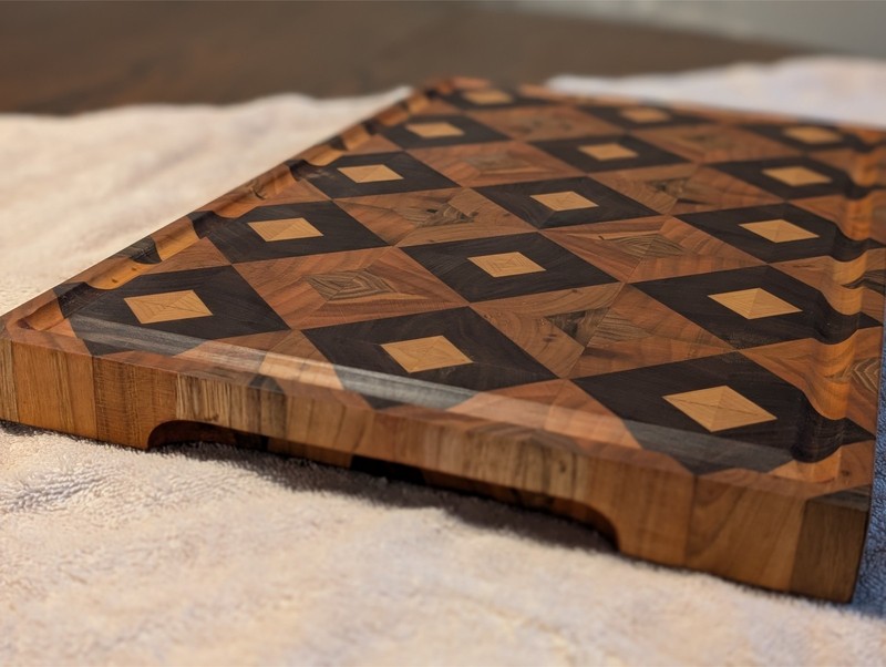 Diamond Pattern End Grain Cutting Board, butcher block,knife block, kitchen gift gallery