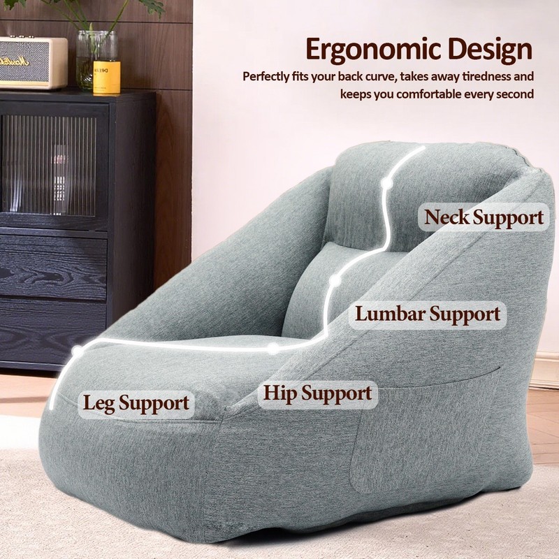 Large size Inflatable Lazy Sofa Bean Bag Chair Ergonomic Support - Home Camping gallery