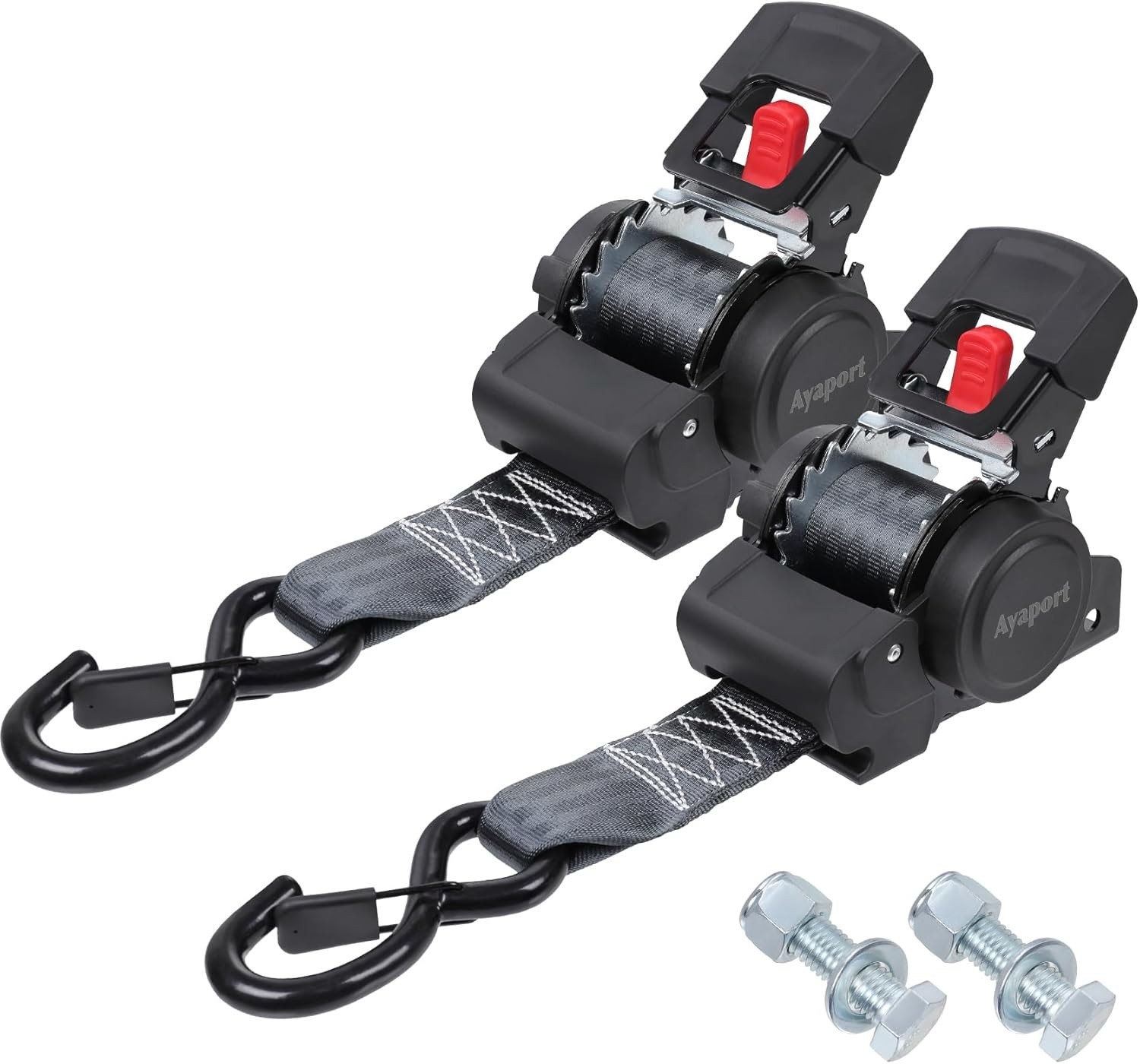 2PK Retractable Ratchet Straps 2" x 6ft 3300lbs Bolt-On Tie Down gallery