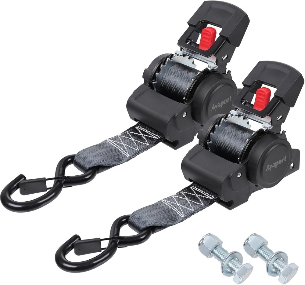 2PK Retractable Ratchet Straps 2" x 6ft 3300lbs Bolt-On Tie Down
