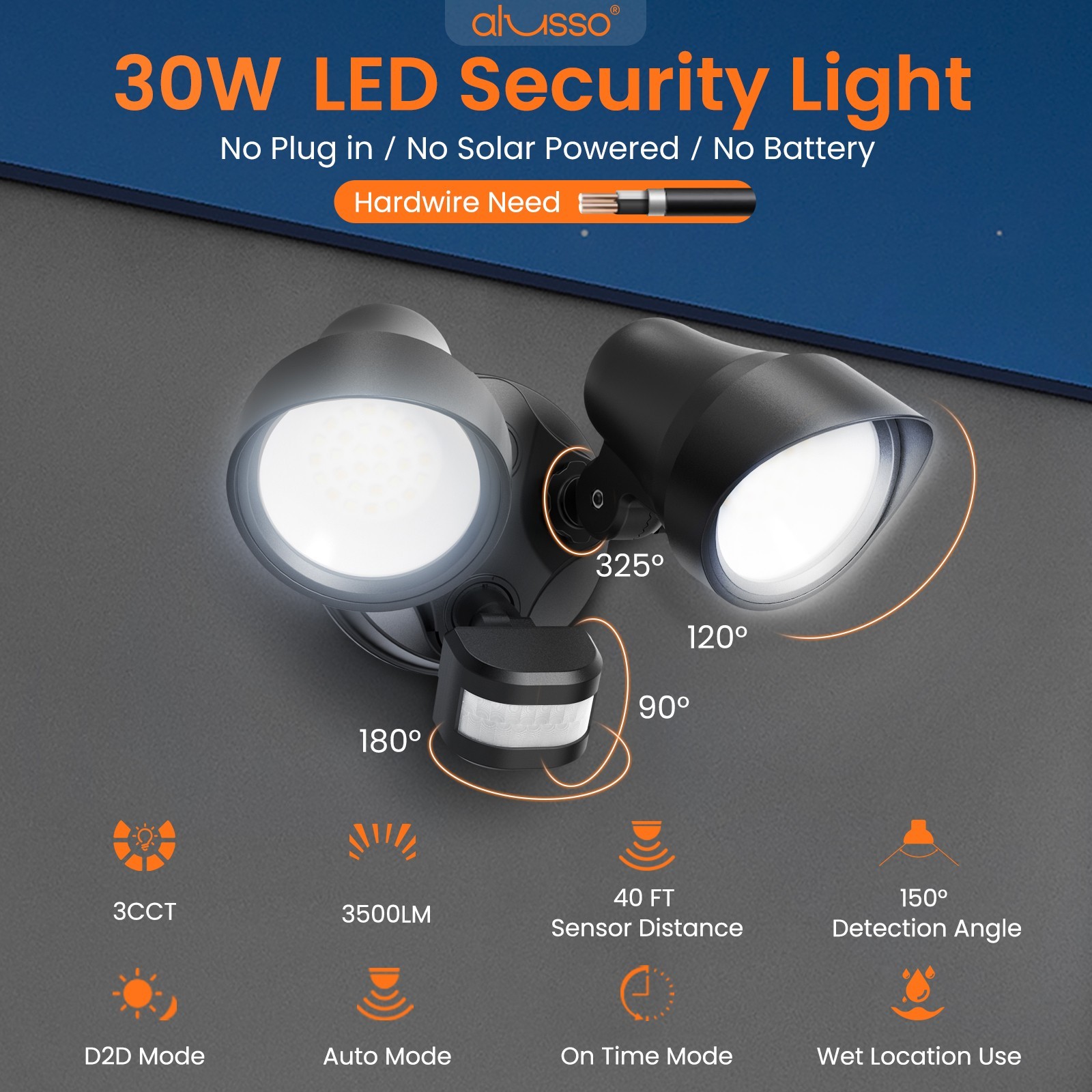 ALUSSO 3500LM LED Security Floodlight Motion Detection / D2D Light 3CCT Outdoor gallery
